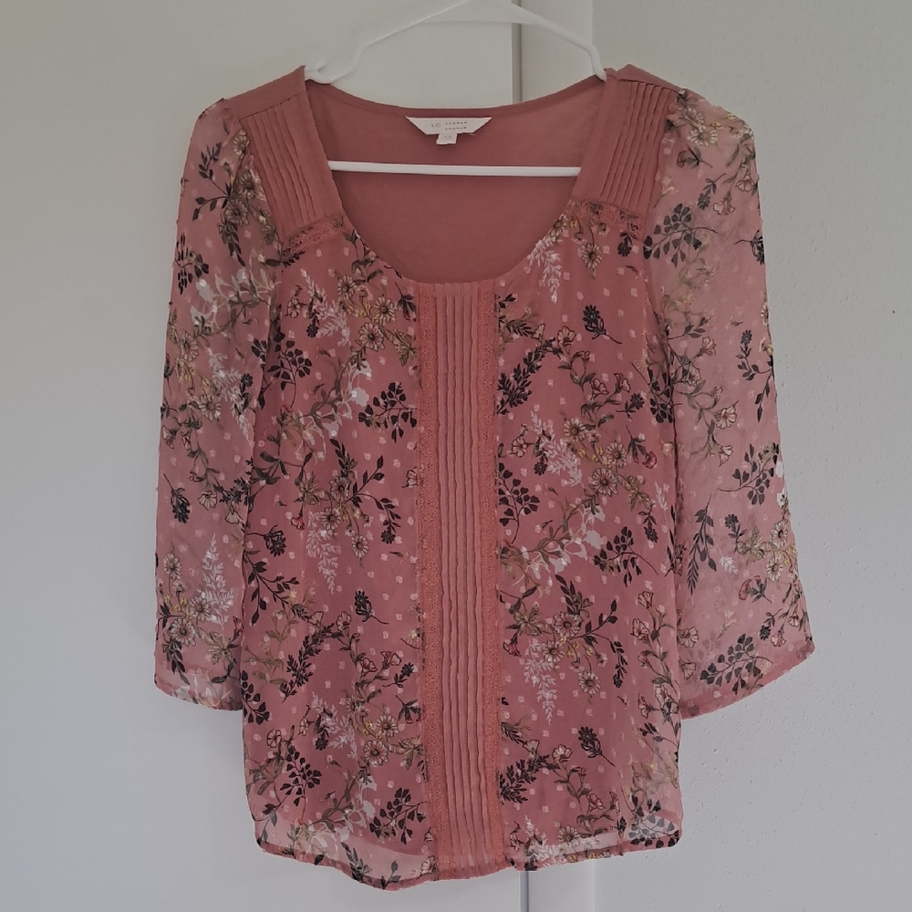 Floral Pink Sheer Women's Top